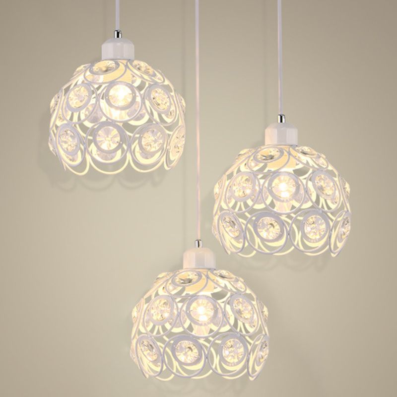 7 "ancho de estilo contemporáneo Mini lámpara colgante marco de metal con accesorios de iluminación con cuentas de cristal luces colgantes