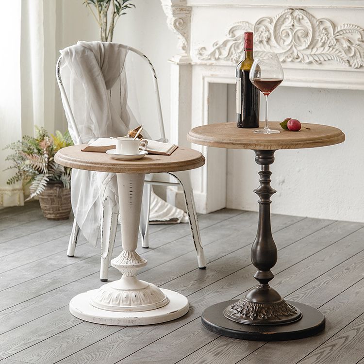 French Country Distressed Pedestal Cocktail Table Wooden Coffee Table for Home