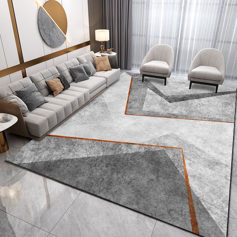 Geometric Area Rug Modern Contrast Panel Carpet Polyester Living Room Carpet with Non-Slip Backing