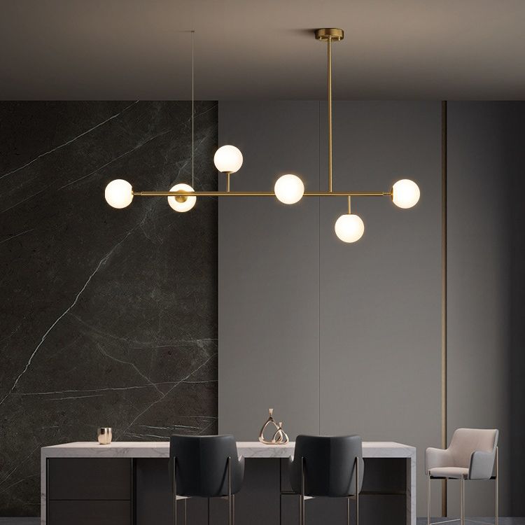Minimalist Island Lighting Fixture Glass Hanging Light for Dining Room