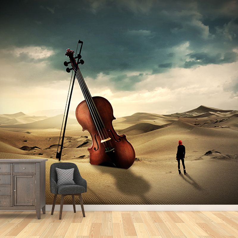 Musical Instruments Mildew Resistant Wallpaper Environmental Sleeping Room Wall Mural