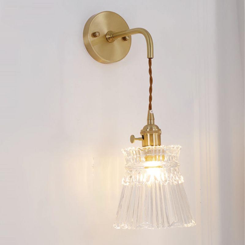Luci di applique a parete svasata in vetro Stile industriale 1 lampade a parete leggera