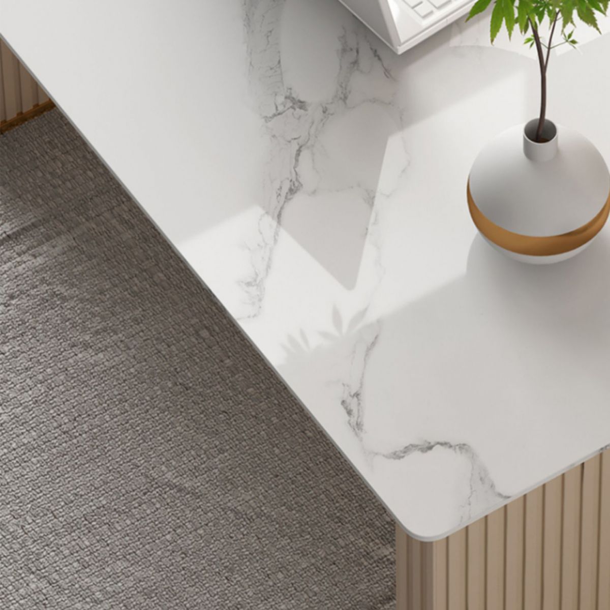 Contemporary Style Writing Desk White Slate Home and Office Desk
