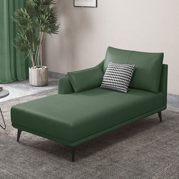 Nordic Style Faux Leather Chaise Recessed Arms Chaise in Solid Color