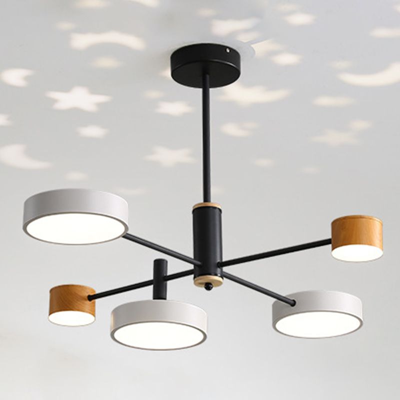 Multi Lights Round Pendant Chandelier Modern Style Metal Hanging Lamps