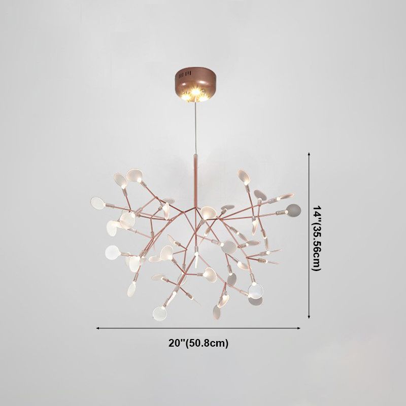Metal Branch Shape Chandelier Postmodern Fireflies Hanging Lamp for Restaurant