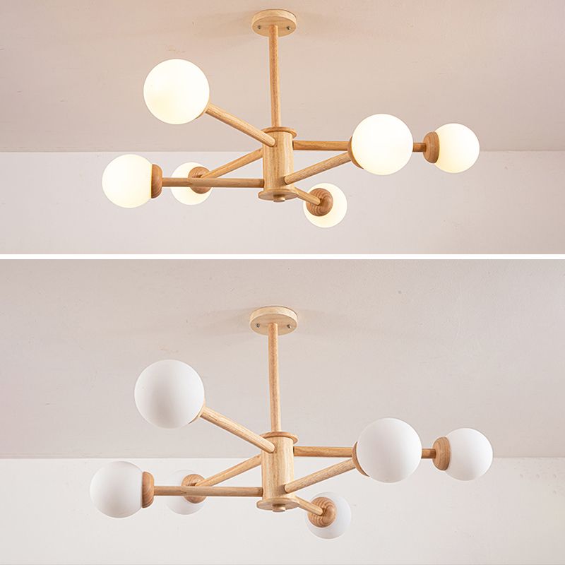 Araña de estilo molecular de madera original simplicidad moderna estilo accesorio de iluminación de sala de estar