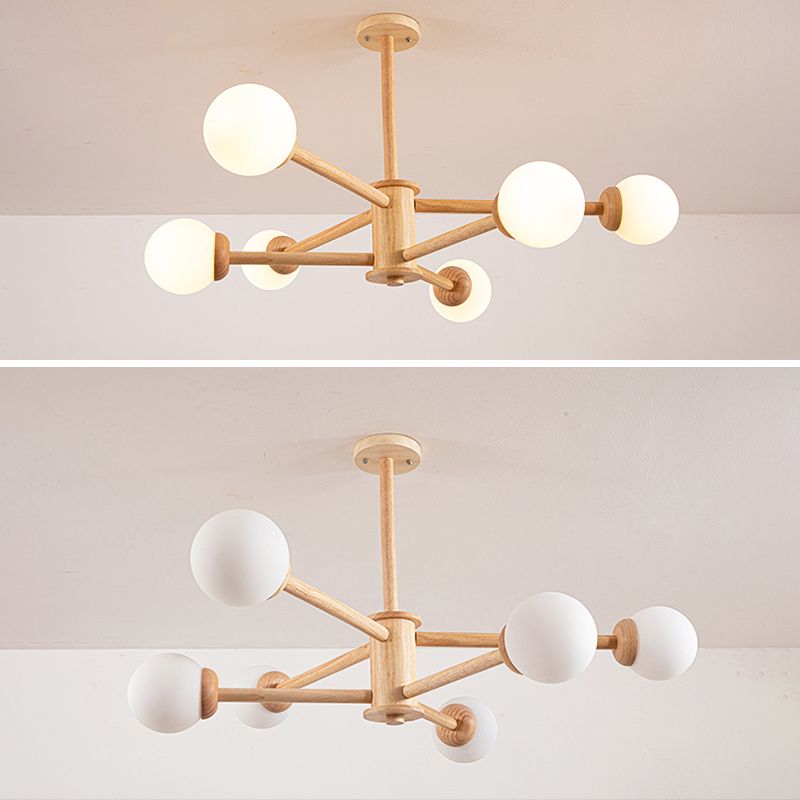 Original Wood Molecular Styling Chandelier Modern Simplicity Style Living Room Lighting Fixture