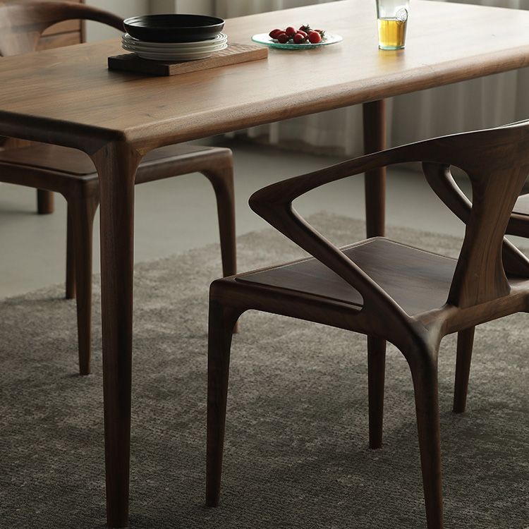 Industrial Dining Table Rectangular Table with Wooden Legs for Home Use