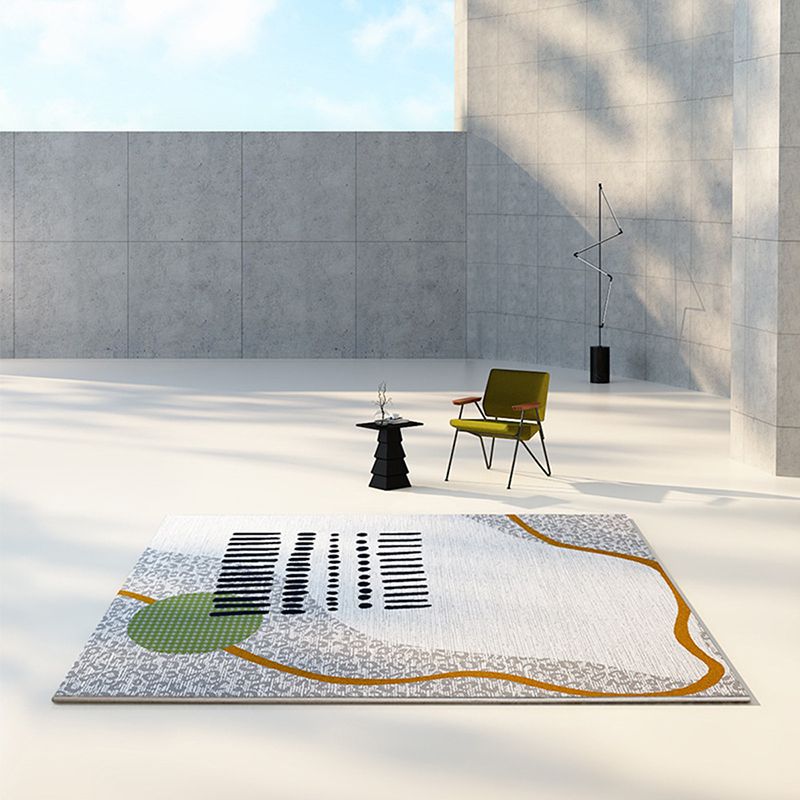 Postmodern Green Carpet Polyester Area Rug Non-Slip Backing Rug for Home Decor