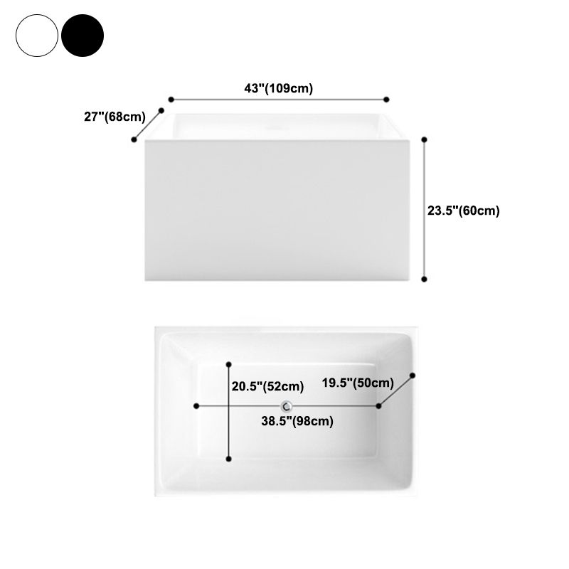 Modern Acrylic Alcove Bathtub 23.6" H Rectangular Bath Tub for Home