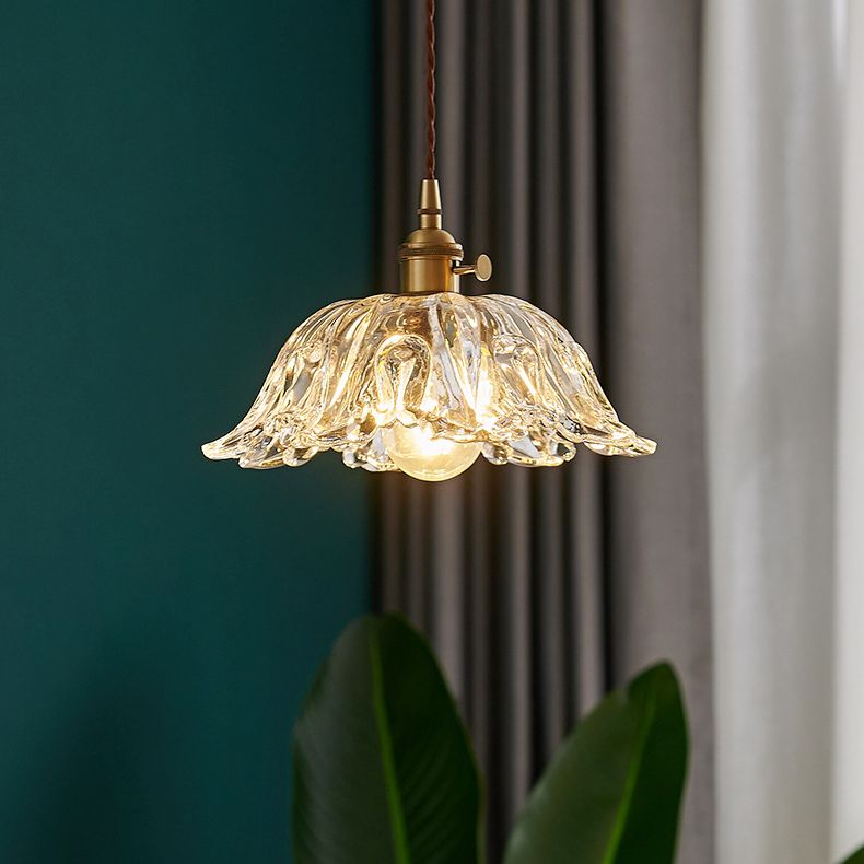 Flower Shape Shade Ceiling Pendant Lamp  Vintage Industrial  Clear Glass Indoor  Hanging Light