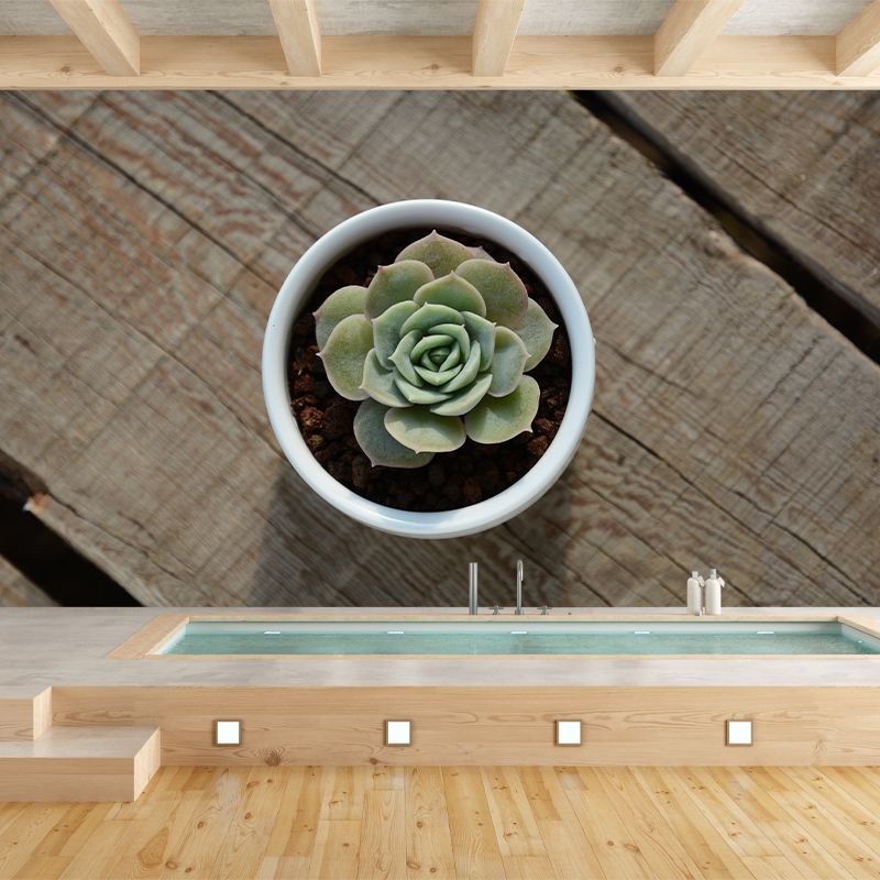 Green Tropical Plant Wall Covering for Study Room, Personalized Size Available