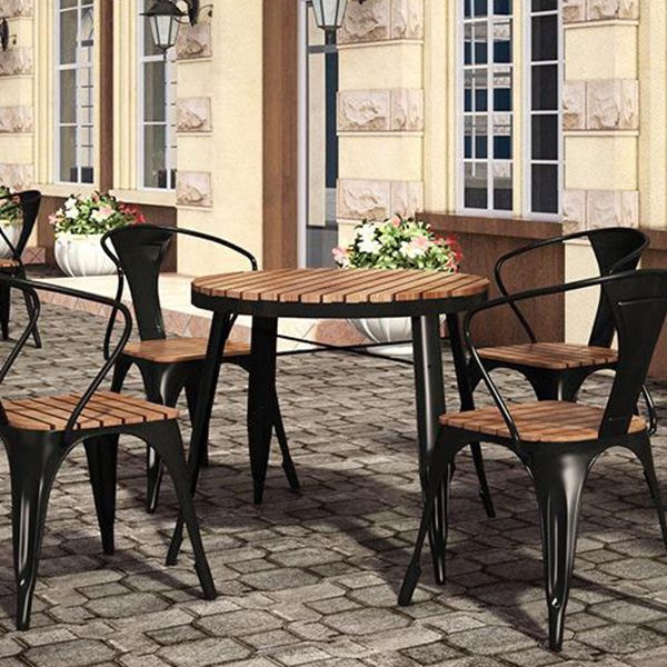 Industrial 1/3/5 Piece Dining Set Reclaimed Wood Dining Table Set for Outdoor