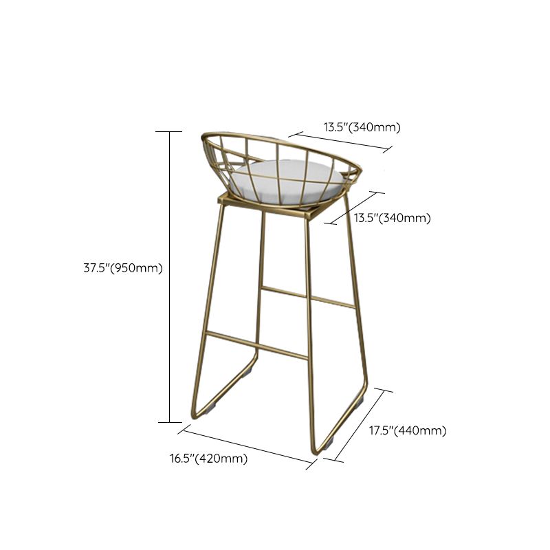 Armless Dining Stools Glam Upholstered Bar Stools with Metal Base
