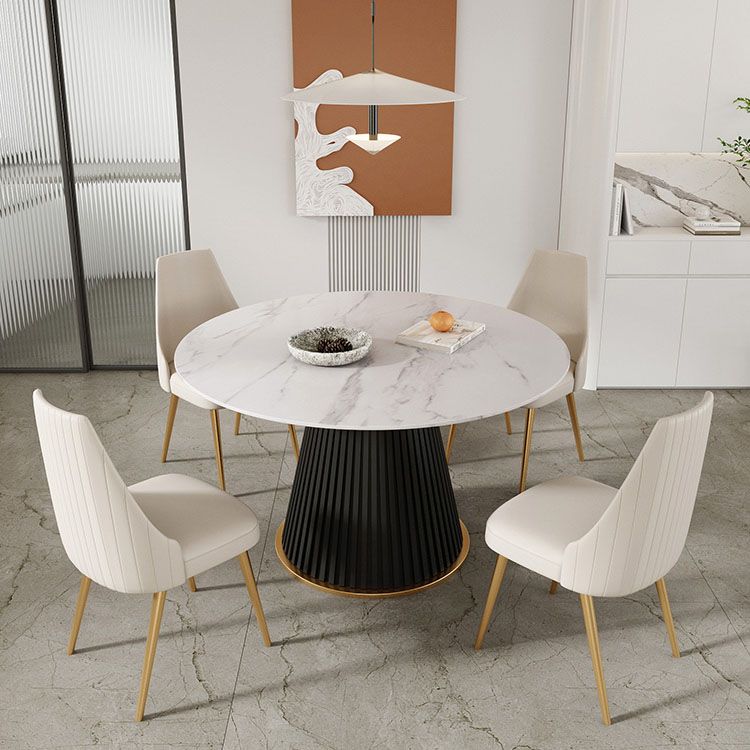 Glam 1/5 Pieces Dining Set Round Stone Dining Table for Kitchen Dining Room