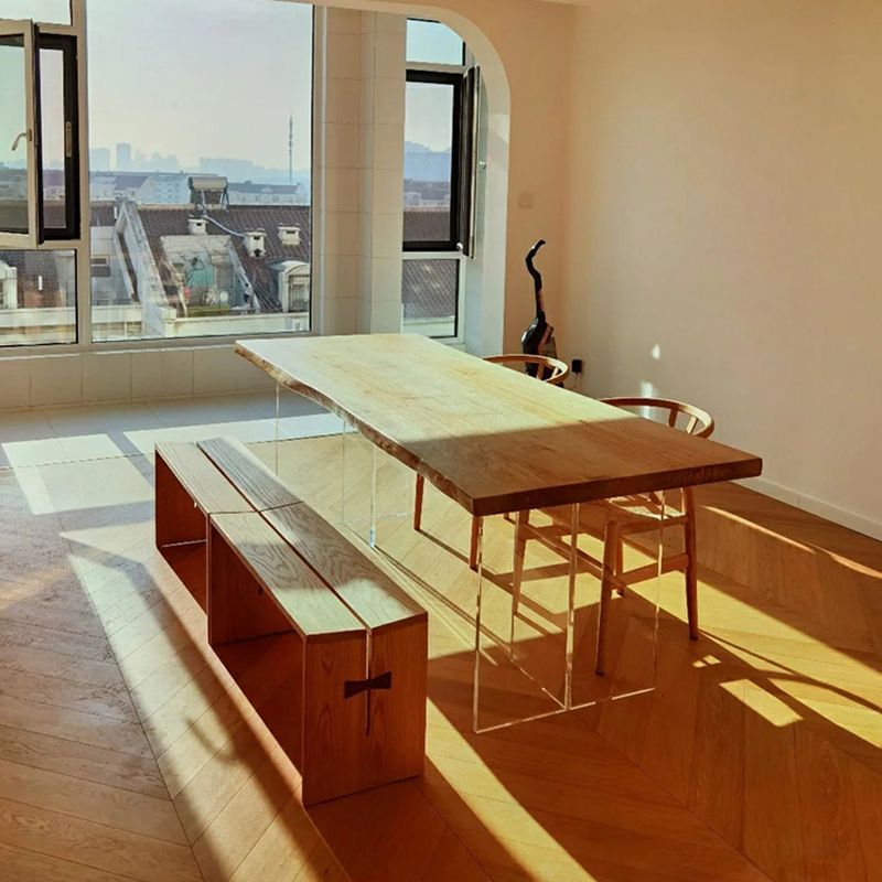 Mesa de comedor informal rectángulo Mesa de madera de madera fija de madera sólida de pino