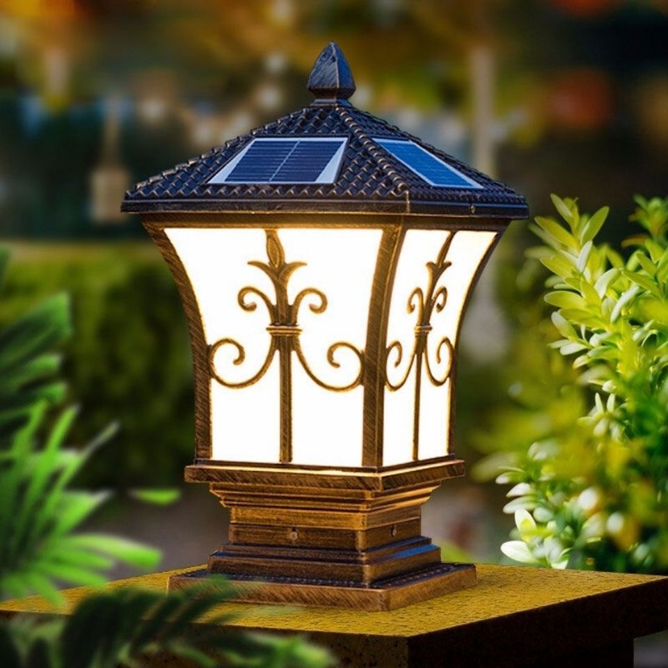 Modern Pillar Lamp Minimalist Outdoor Lamp with Acrylic Shade for Backyard