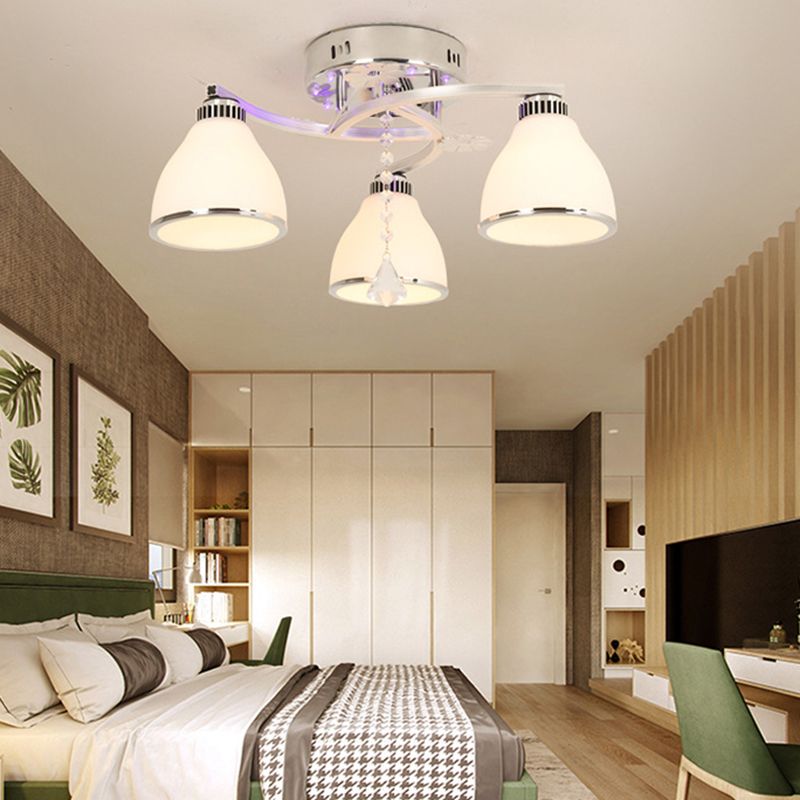 Modern 3 Lights Ceiling Lamp Chrome Finish Flush Mount Light for Bedroom