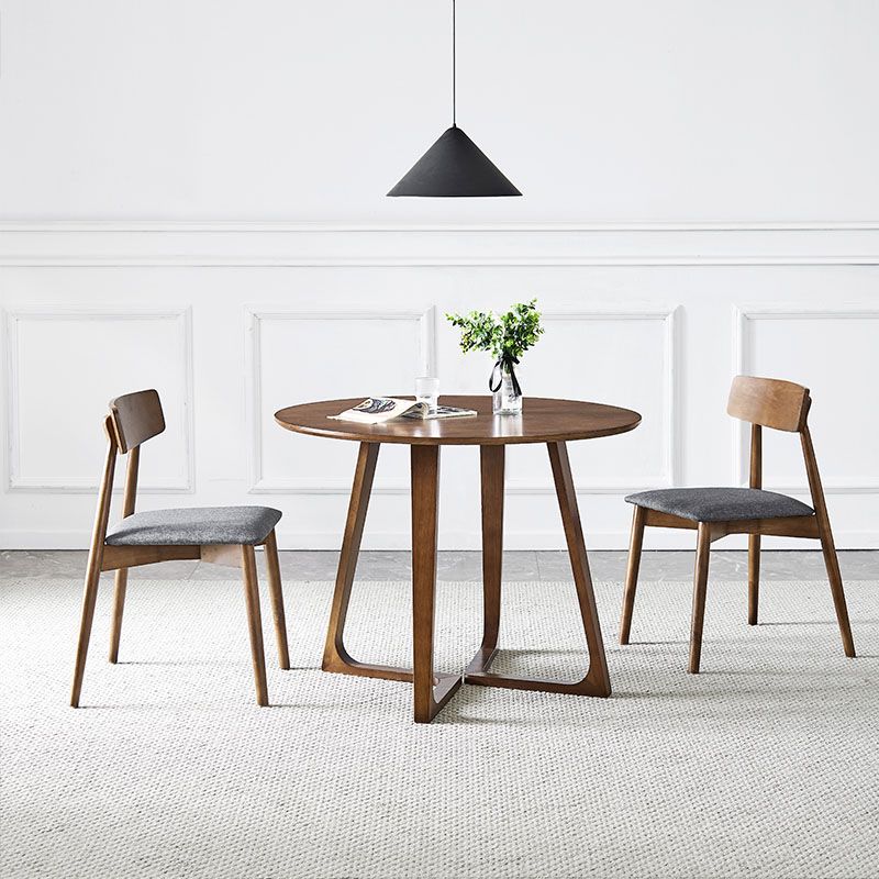 Simple Walnut Ash Dining Table Double Solid Wood Pedestal Home Table