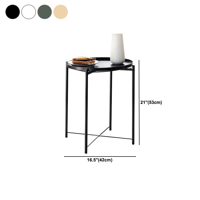 Tray Top Cross Legs End Table Contemporary Round Side End Table