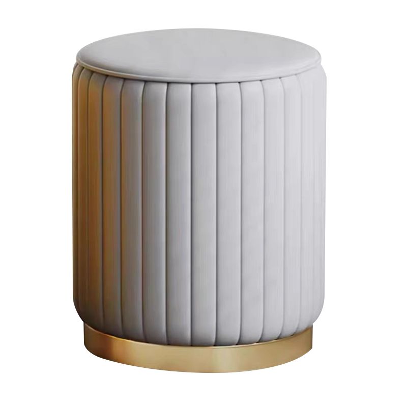 Faux Leather Pouf Cylinder Solid Water Resistant Modern Standard Ottoman