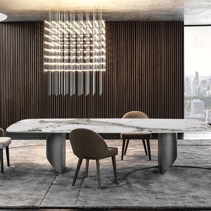 Industrial Style Dining Sintered Stone Table Dining Rectangle Table for Home Use
