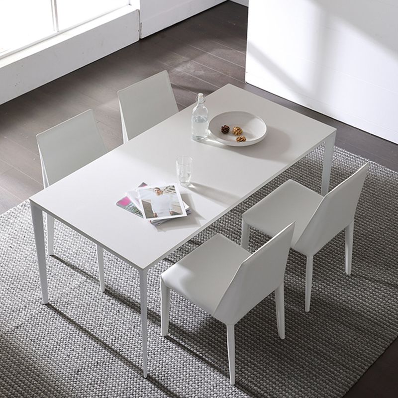 Mesa de comedor de cocina blanca simple mesa de comedor estándar de piedra sinterizada con 4 patas base