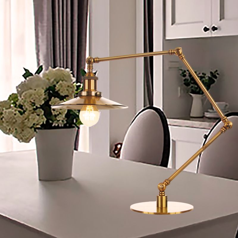 Lampada da tavolo svasata elegante industriale in metallo a 1 luce Lampada da tavolo per sala da pranzo con braccio di lunghezza 8"+8"/8"+8"+8" in oro