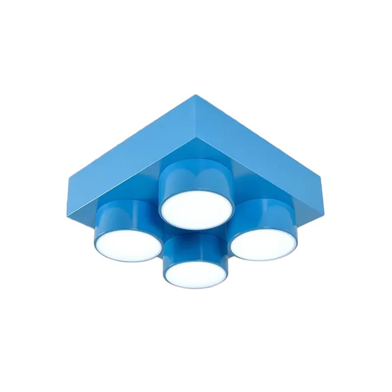 Lámpara de techo LED de bloque de construcción, lámpara de acrílico roja/amarilla/azul de montaje empotrado para dormitorio