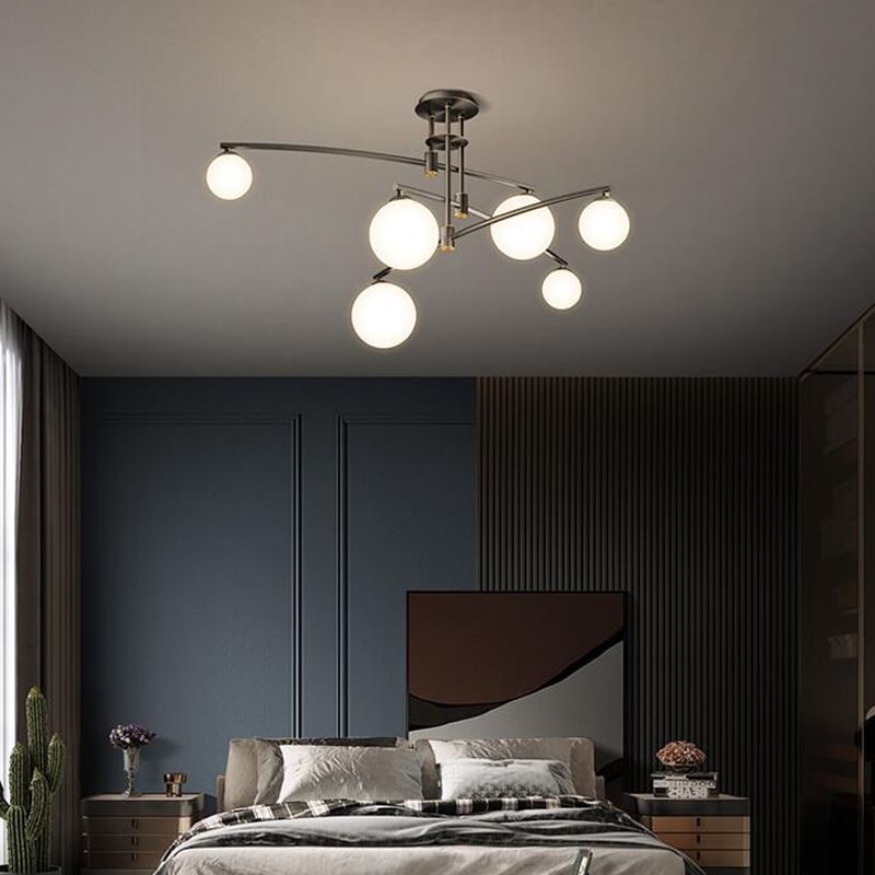 New Modern Glass Semi Flush Light Fixtures Bedroom Starburst Flush Mount Light with Shape