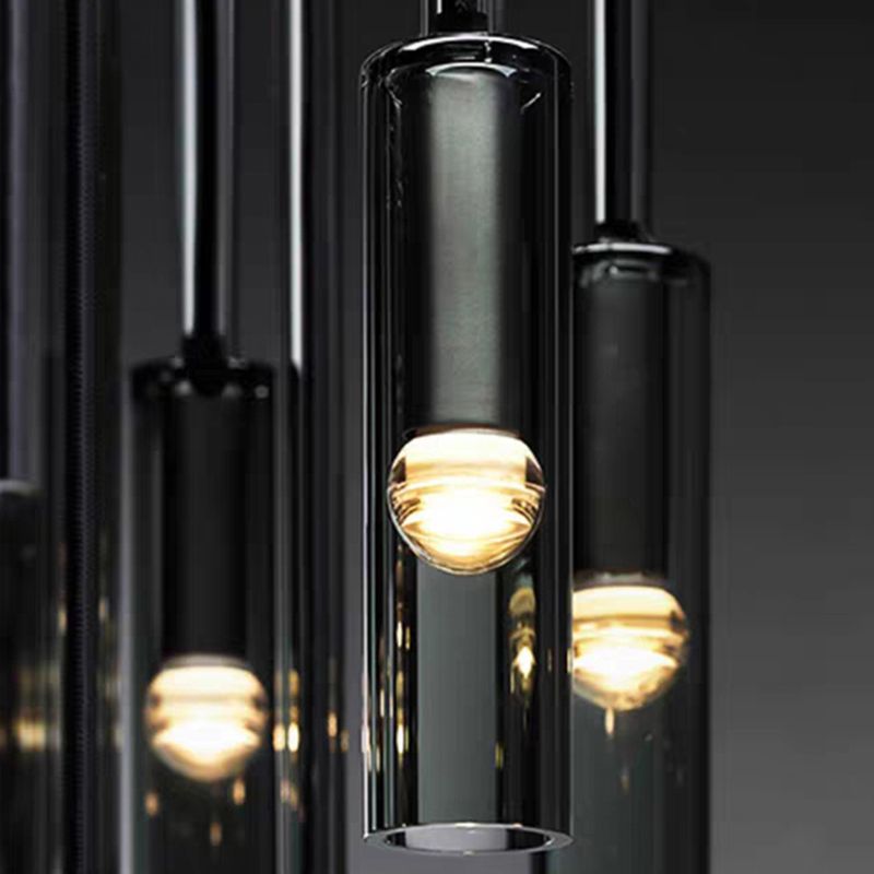 Cylindrical Shape Crystal Chandelier Pendant Light Simple Modern Style Indoor Ceiling Hanging Light