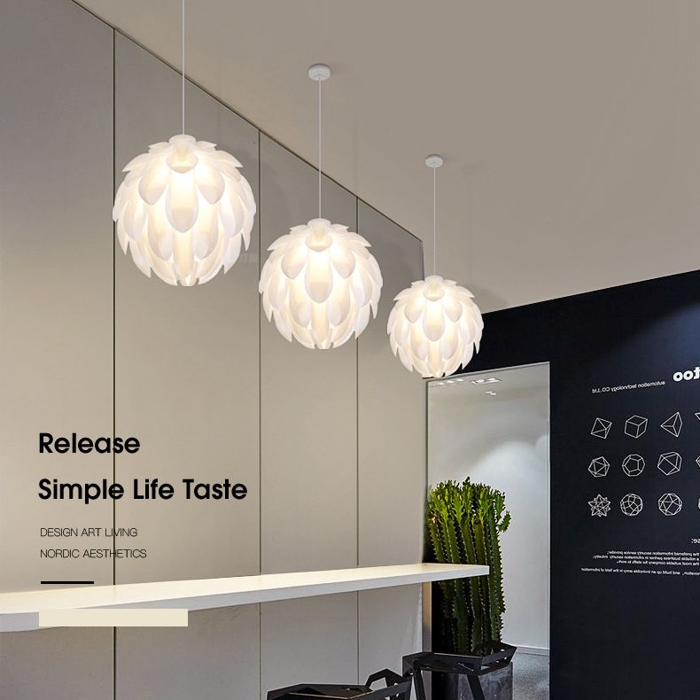Wit led hanglamp in moderne beknopte stijl smeedijzeren hangende lamp met plastic schaduw