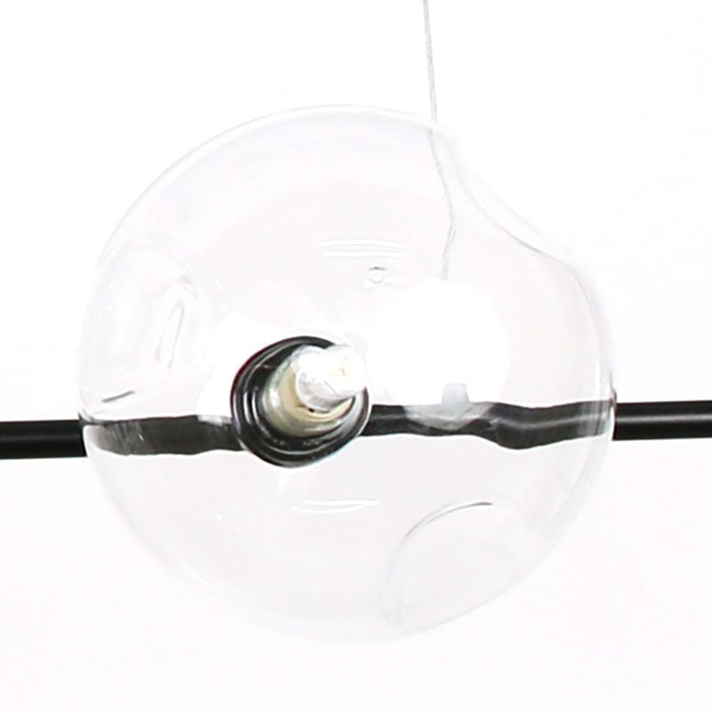 Glass Bubble Shade Hanging Chandelier for Restaurant 6 Lights Modern Metal Island Light in Black