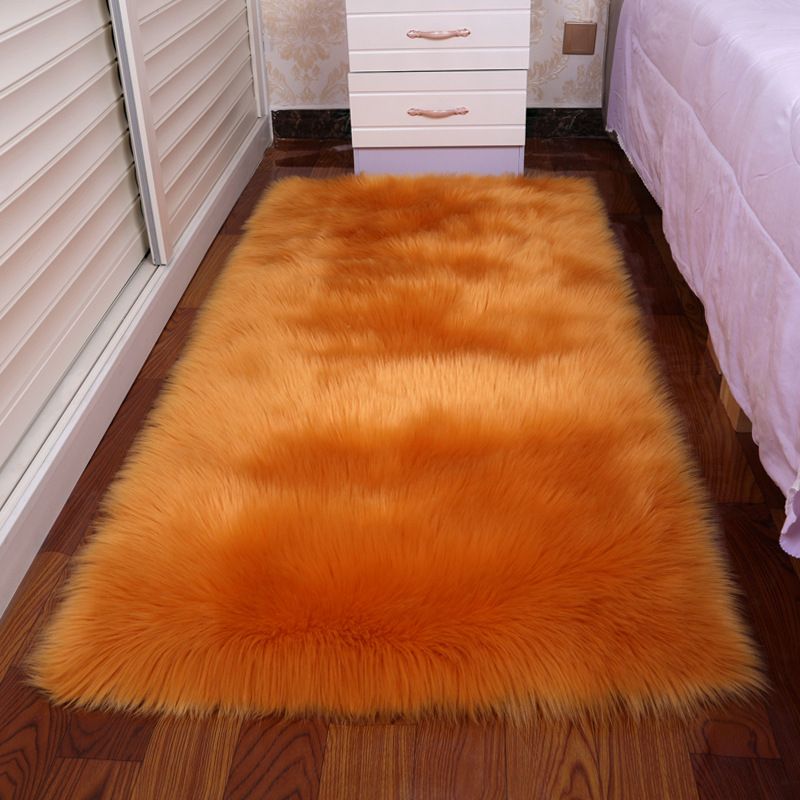 Stylish Solid Color Area Carpet Shag Polyester Area Rug Easy Care Rug for Bedroom
