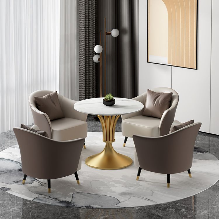 Mesa de comedor de piedra sinterizada Mesa base de un solo pedestal de lujo para comedor