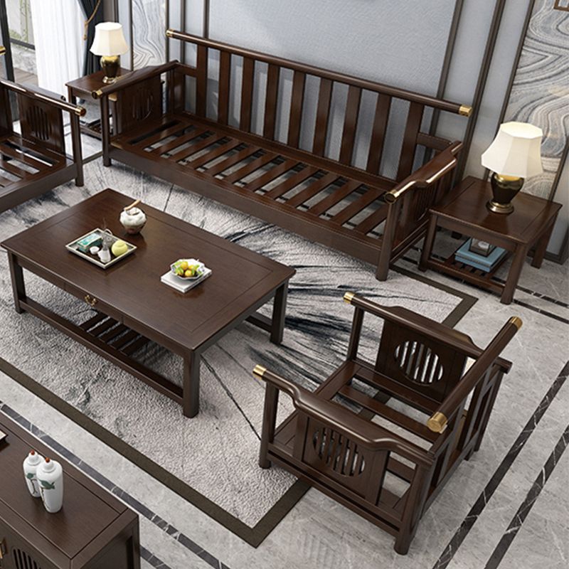Contemporary Solid Wood Frame Cotton Blend Sofa in Brown For Living Room