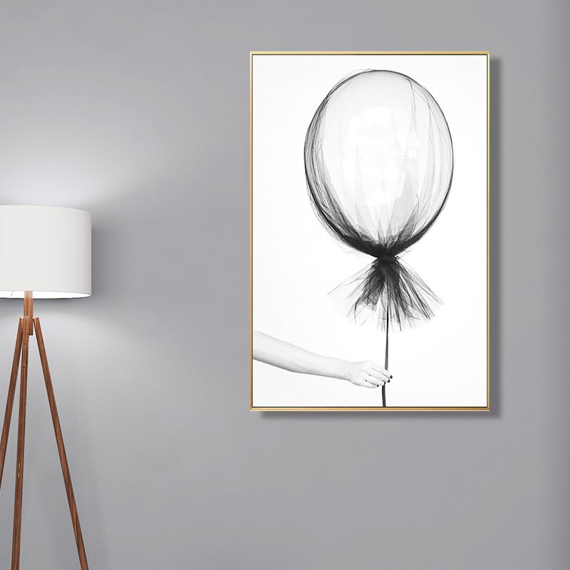 Canvas White Painting Minimalism Style Balloon Pencil Wall Art Decor, Multiple Sizes