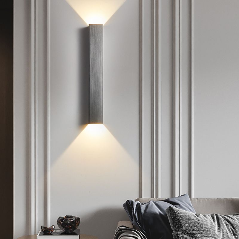 2-Lights Rectangular Lighting Fixtures Aluminum Modern Style Sconces Wall Lamps
