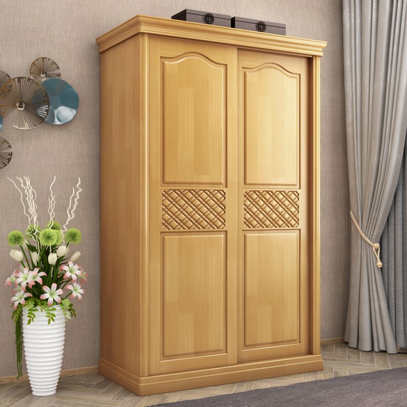 Traditional Solid Wood Wardrobe Freestanding Wardrobe Armoire with Shelves