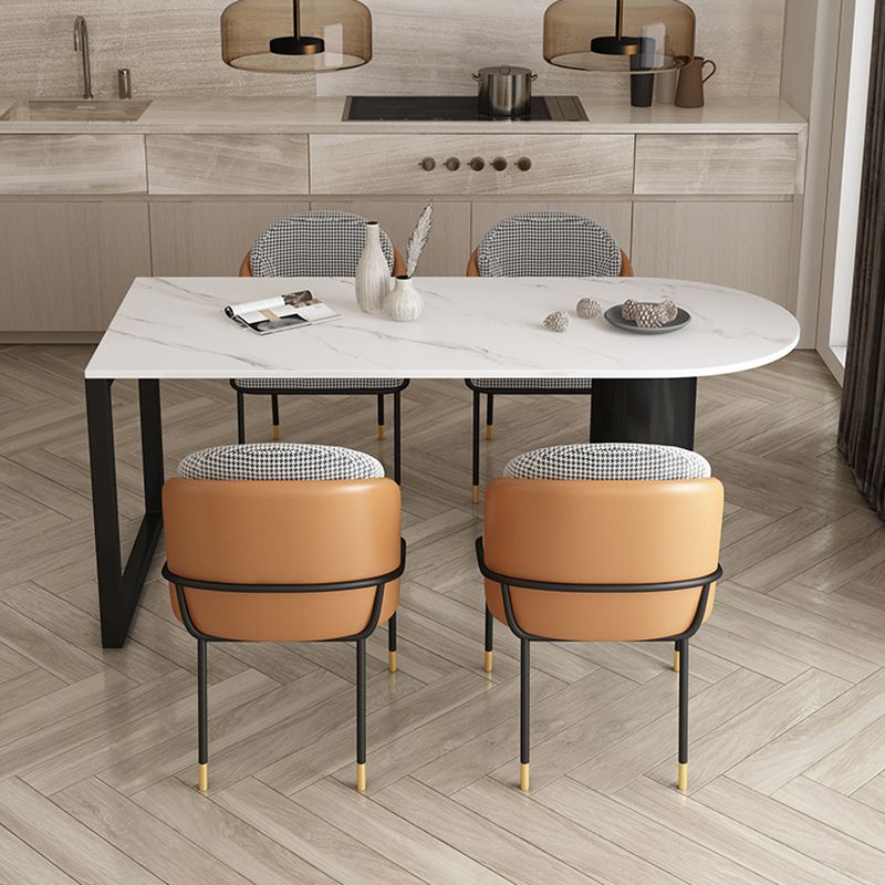 Free Form Sintered Stone Dining Table Modern Dining Table with Double Pedestal for Home