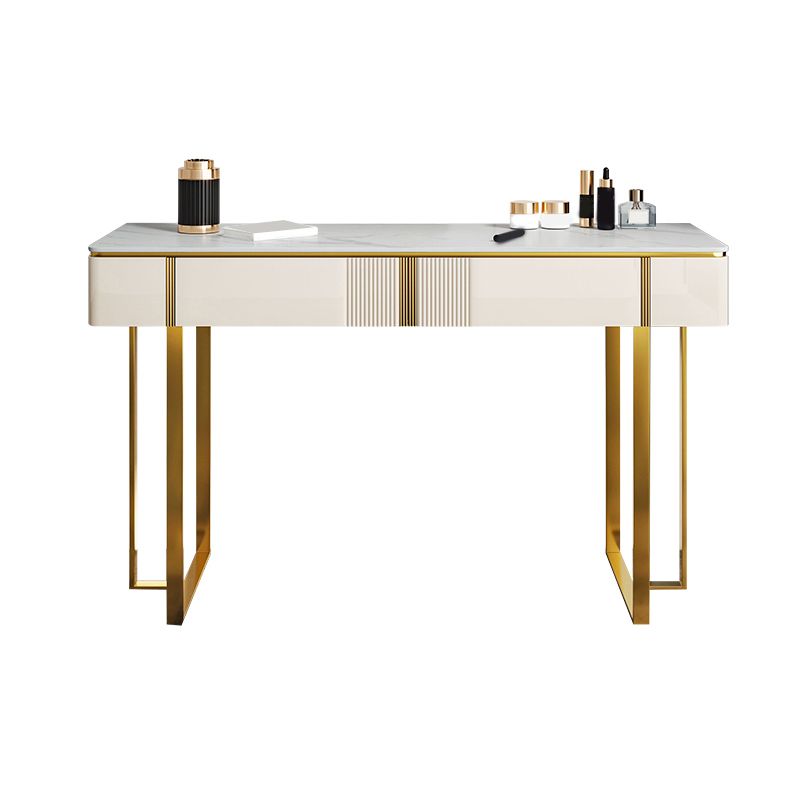 2-Drawer Vanity Makeup Table Set Vanity Stool in White - 29.53" H