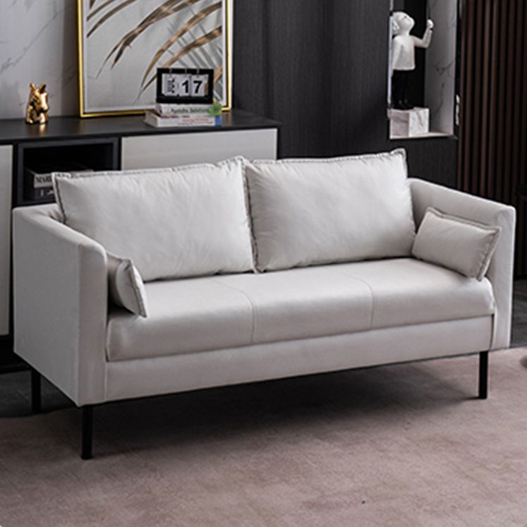 30.7" High Glam Sofa Faux Leather Tuxedo Arm Sofa with 2 Pillows