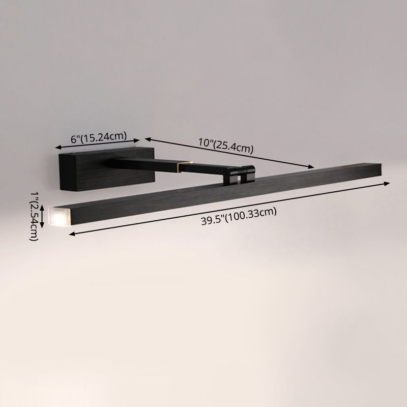 Strip Wall Mounted Light Fixture Nordic Metal LED Bathroom Wall Sconce Lighting in Black