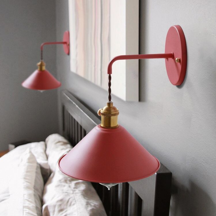 Colorful Metal Wall Mount Lamp Macaroon Style Single Light Sconce for Bedroom
