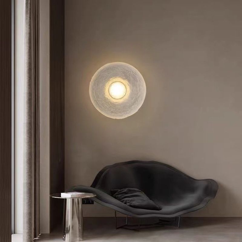 Single White Wall Mounted Sconce LED Shaded Wall Light for Living Room