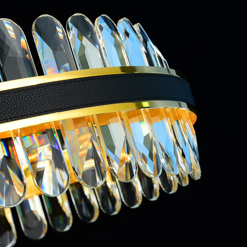 Black Faceted Clear Crystal Prism Tubular Ceiling Pendant Contemporary Island Lighting Fixtures