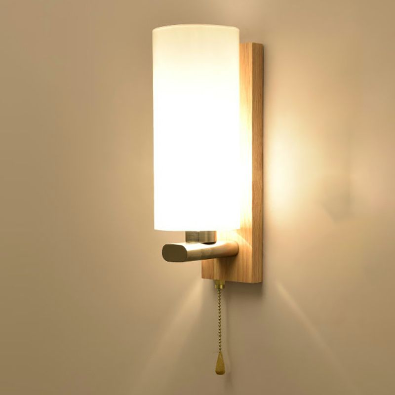 Modern Style Geometric Sconce Lights Wood 1 Light Wall Mounted Lighting