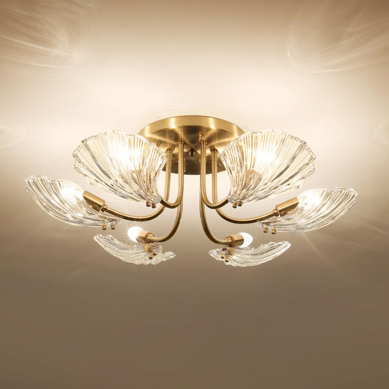 Nordic Style Ceiling Light Shell Shape Ceiling Lamp with Glass Shade for Bedroom