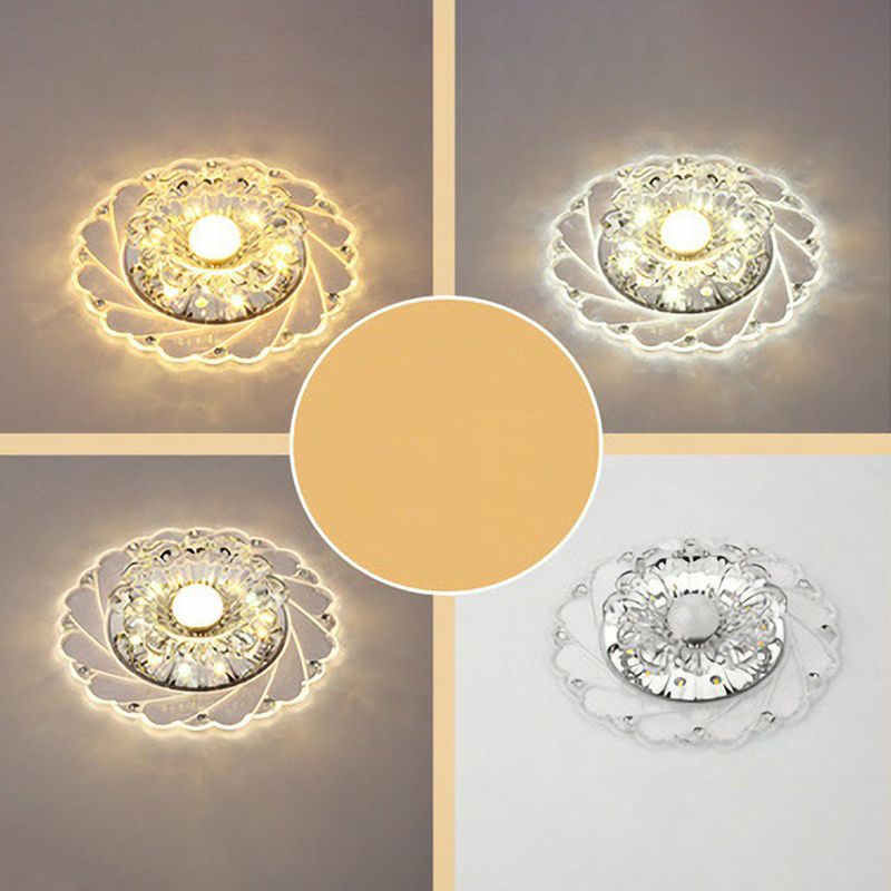 Clear Flower LED Flush Mount Light Simplicity Crystal Flush Monte Massimale Luce per Entryway